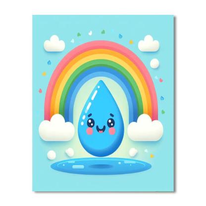 Rainbow Raindrop Number Painting