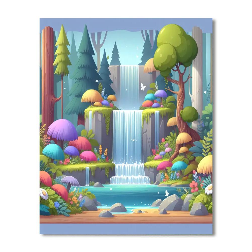 Whimsical Waterfall Whirl Painting Number Kit