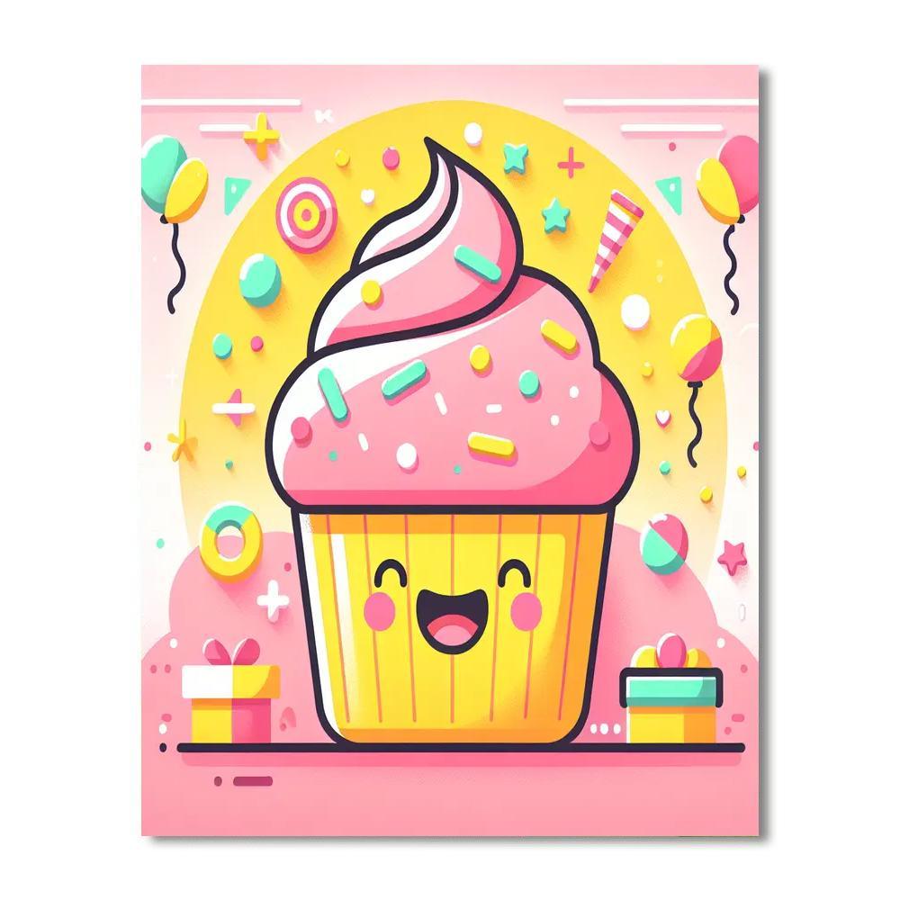 Cheerful Cupcake DIY Paint By Numbers