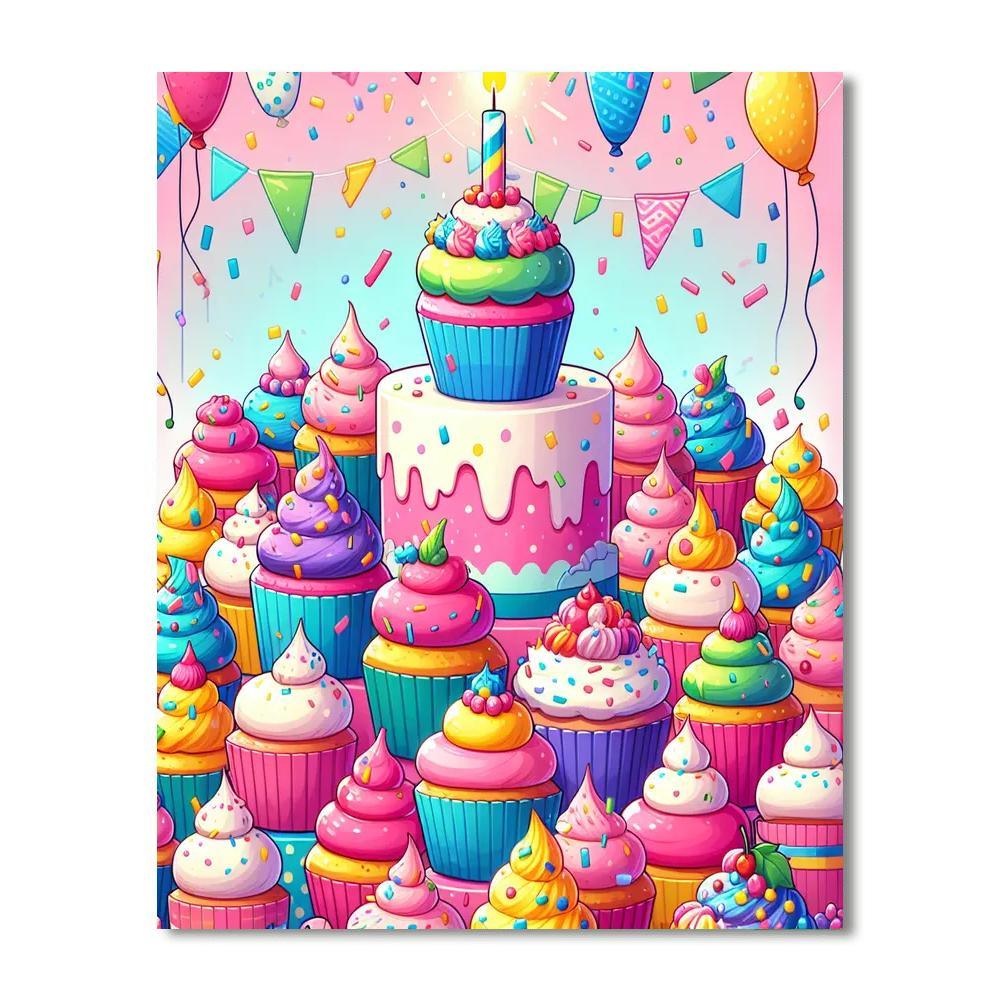 Sweet Tooth Cupcake Party Numbered Painting Kits