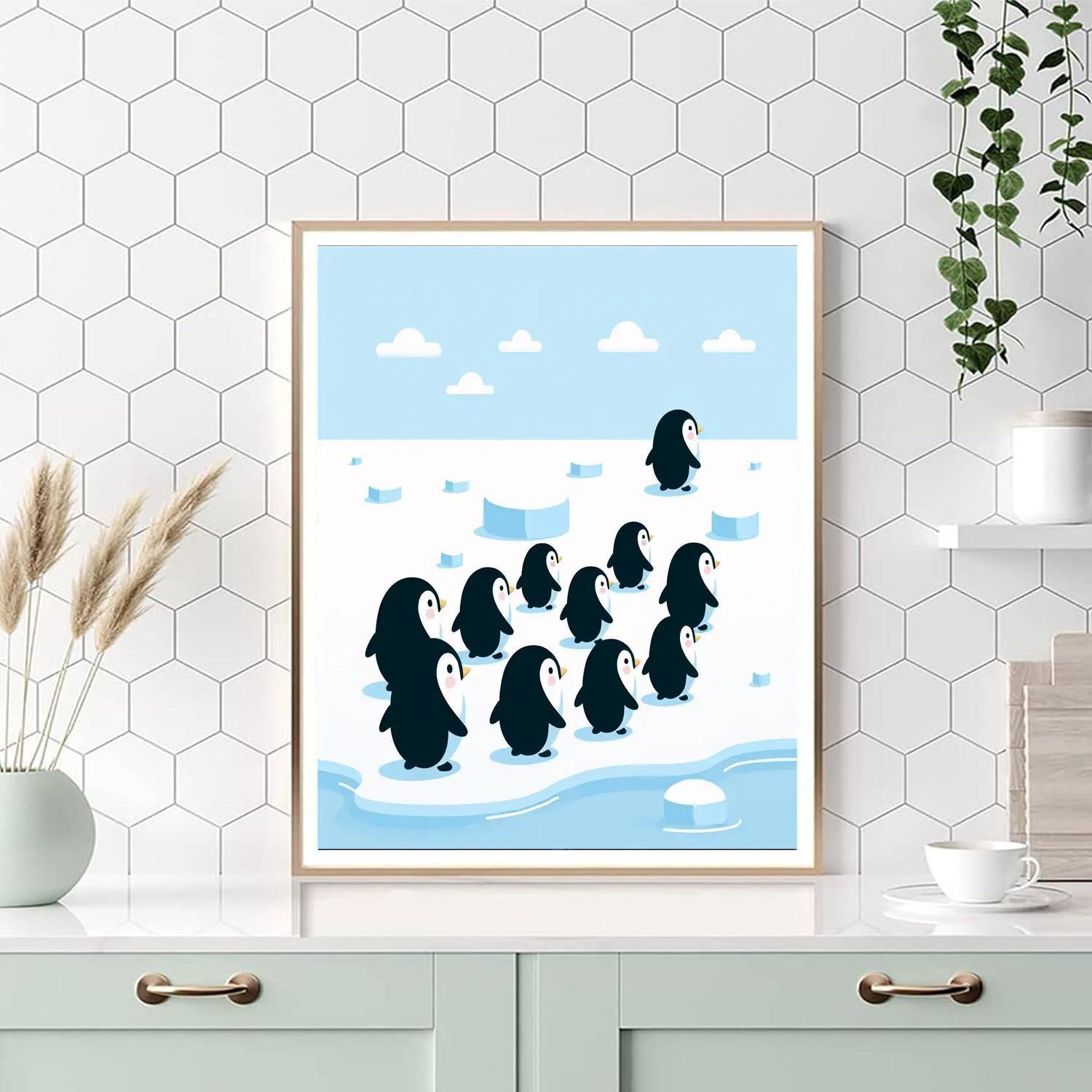 Prancing Penguin Parade Number Painting