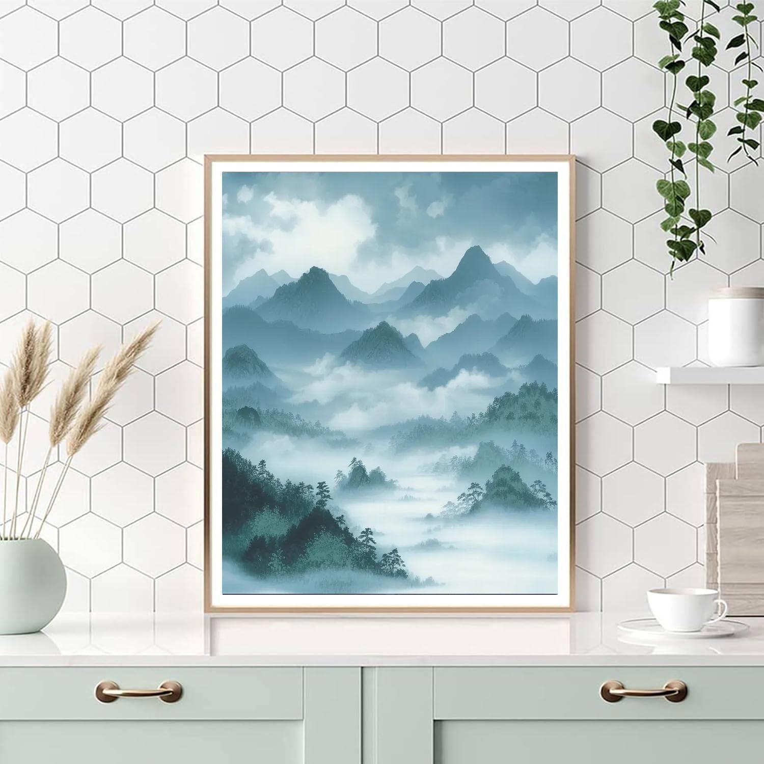 Hiroshige Inspired Misty Mountain Harmony  Paint By Numbers Kits