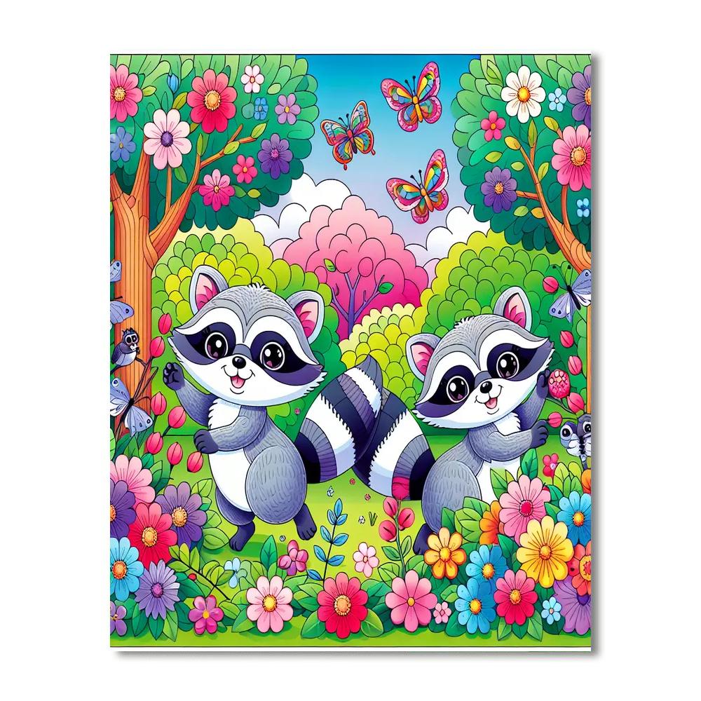 Charming Raccoons Painting Number Kit