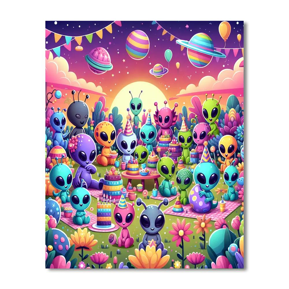 Alien Garden Party Painting By Numbers Kit