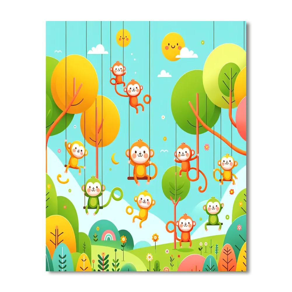 Cheerful Treetop Adventure Paint By Numbers Art
