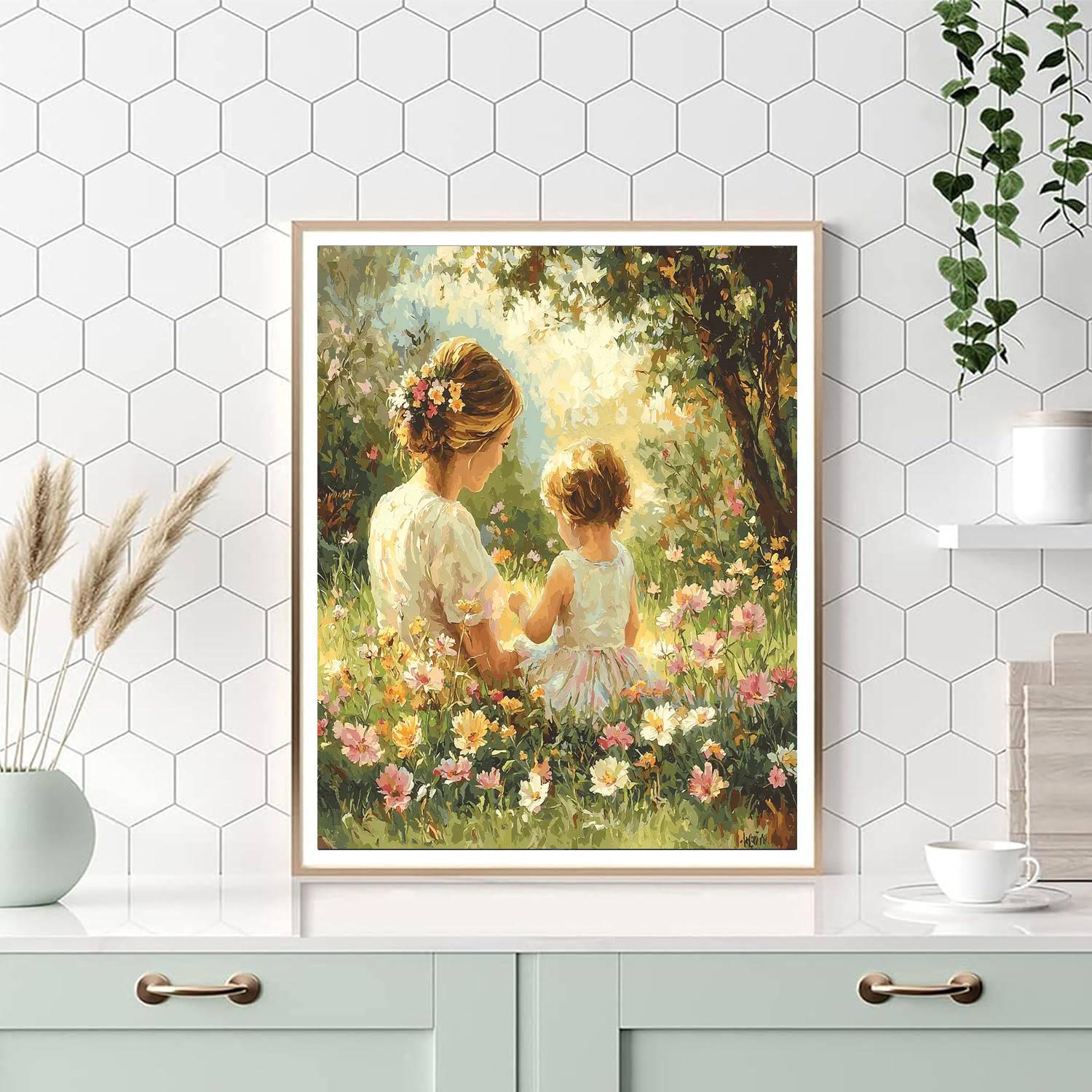 Mom And Me In The Flower Field Paint By Number