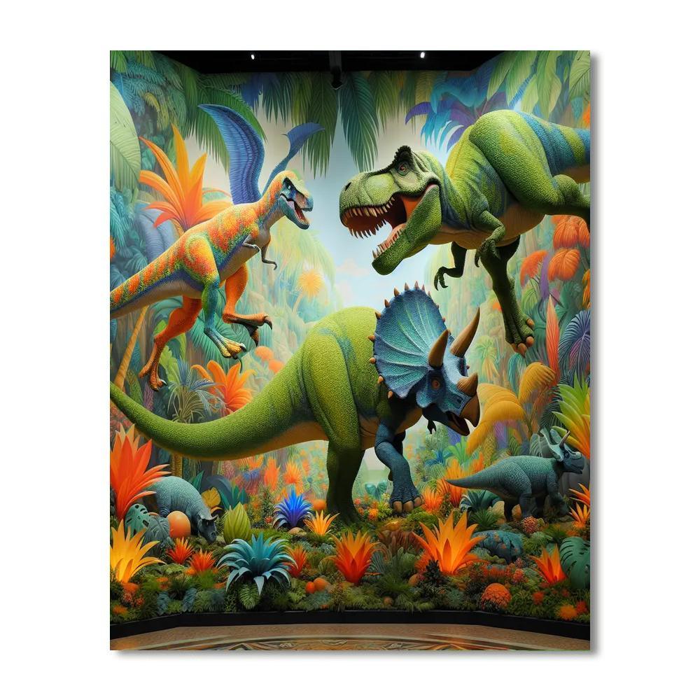 Adventurous Dinosaurs In The Jungle Paint By Numbers