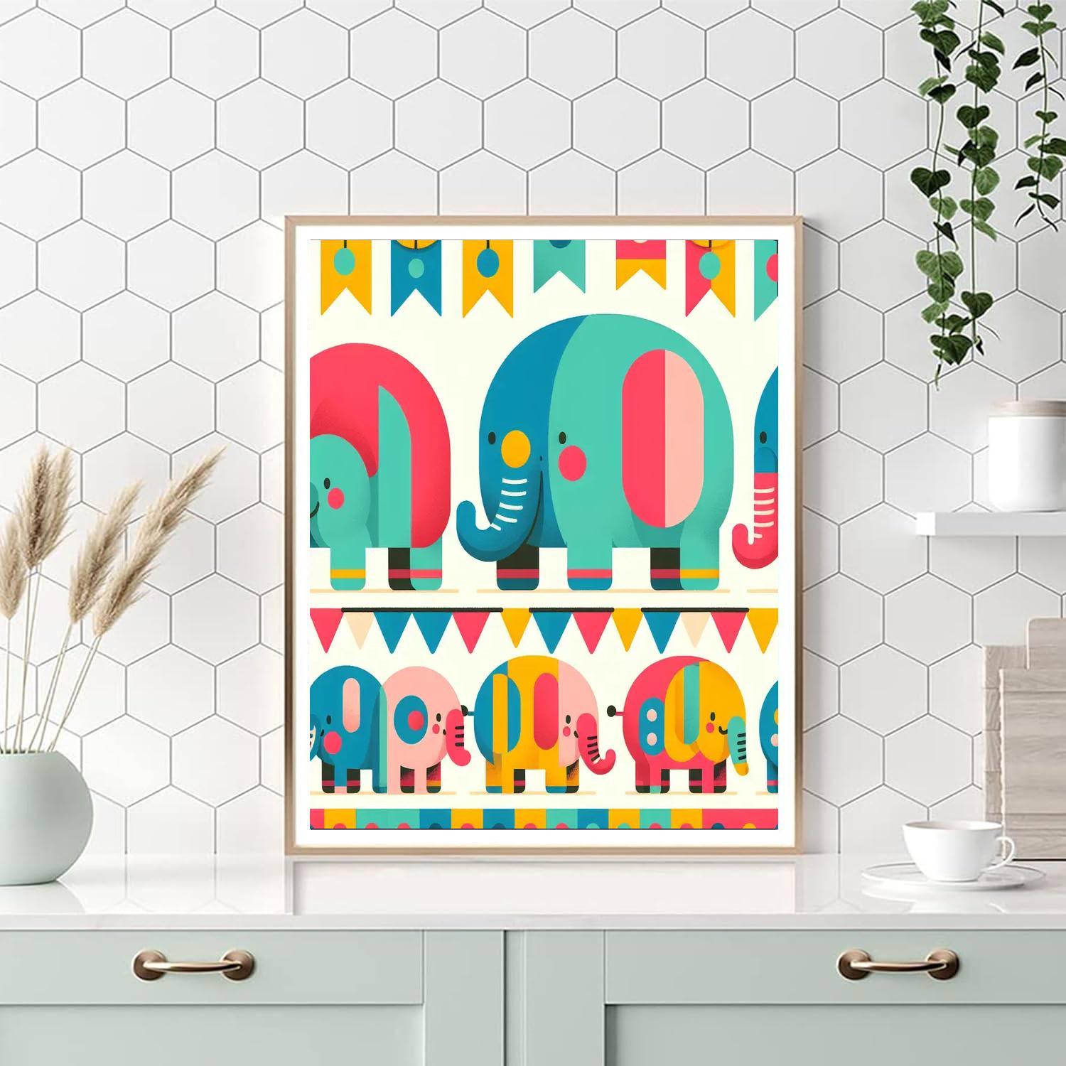 Circus Elephant Parade Paint By Number