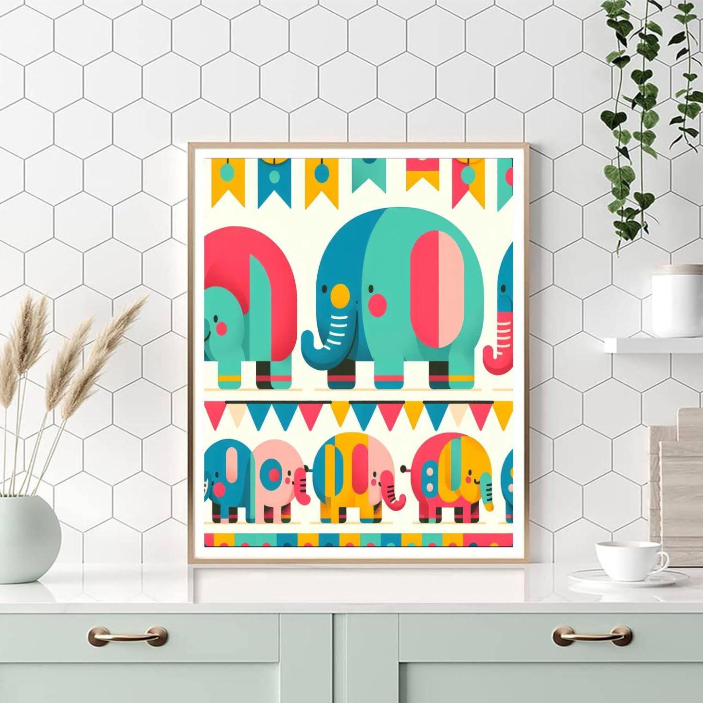 Circus Elephant Parade Paint By Number