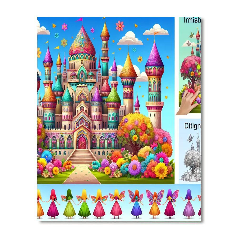 Colorful Fairy Tale Castle Painting By Numbers Kit
