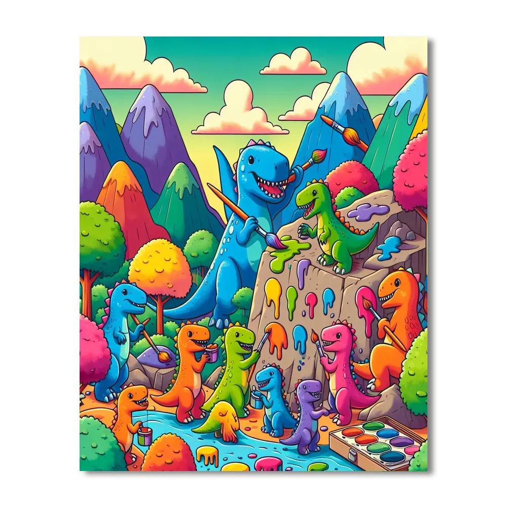Artistic Dinosaurs Number Painting