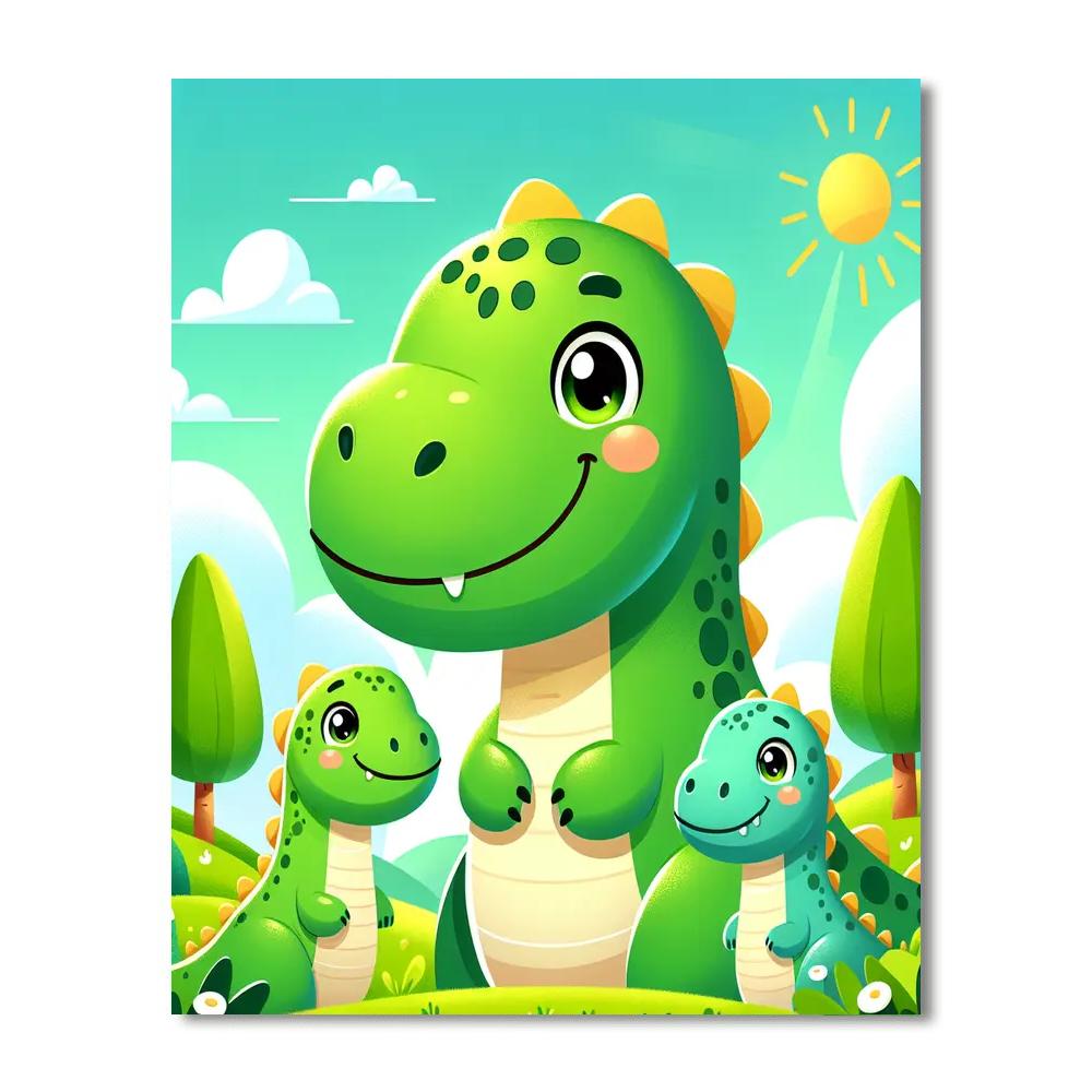 Happy Dino Family Painting By Numbers Kit