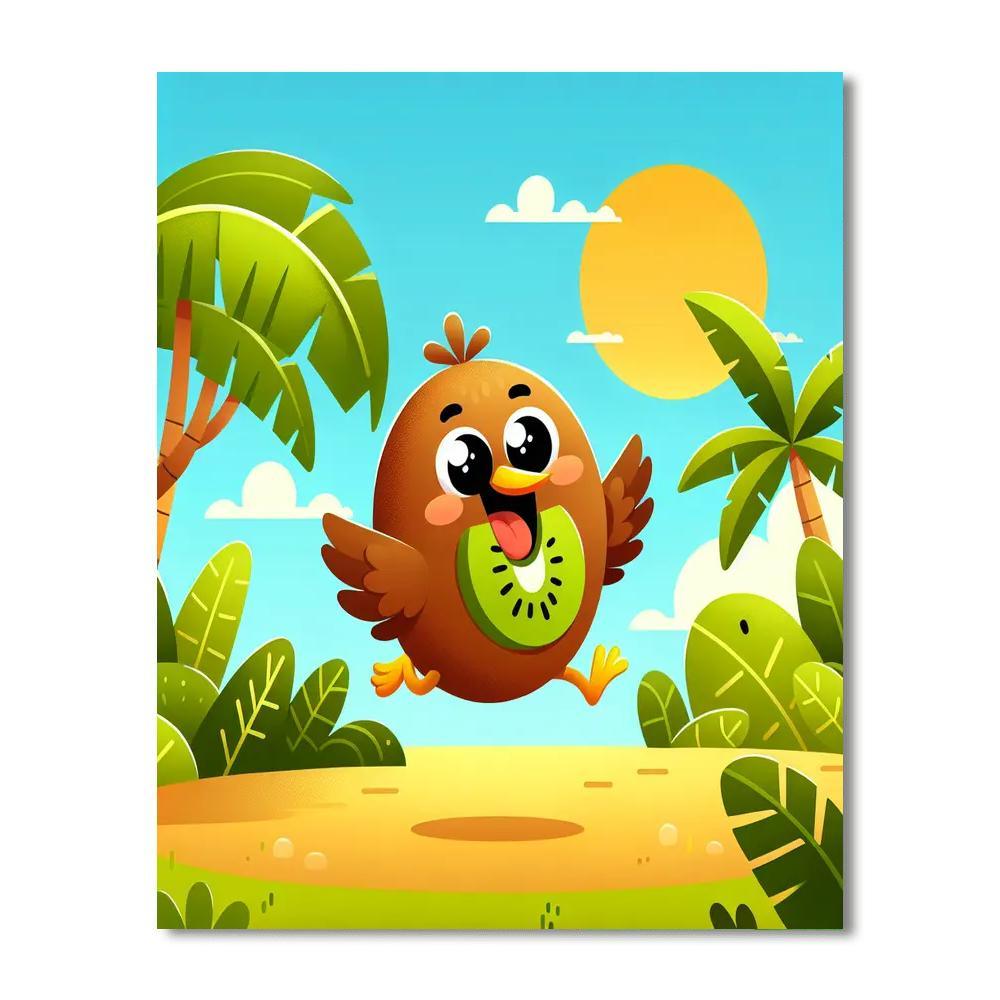 Bouncing Kiwi Bird DIY Paint By Numbers