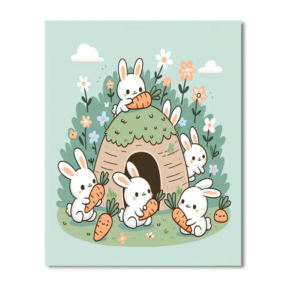 Bouncy Bunny Burrow Painting Number Kit