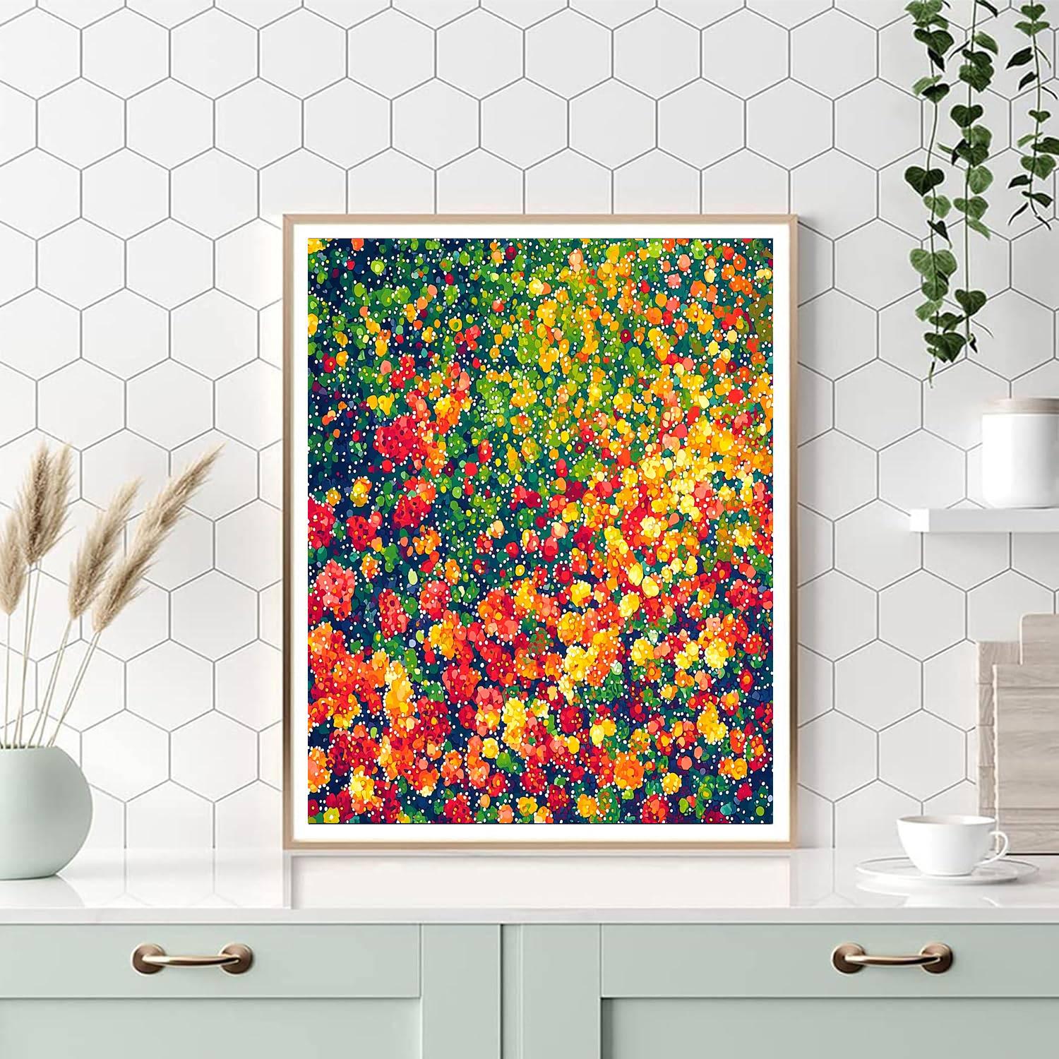 Georges Seurat Inspired Vibrant Floral Dreams  Paint By Number