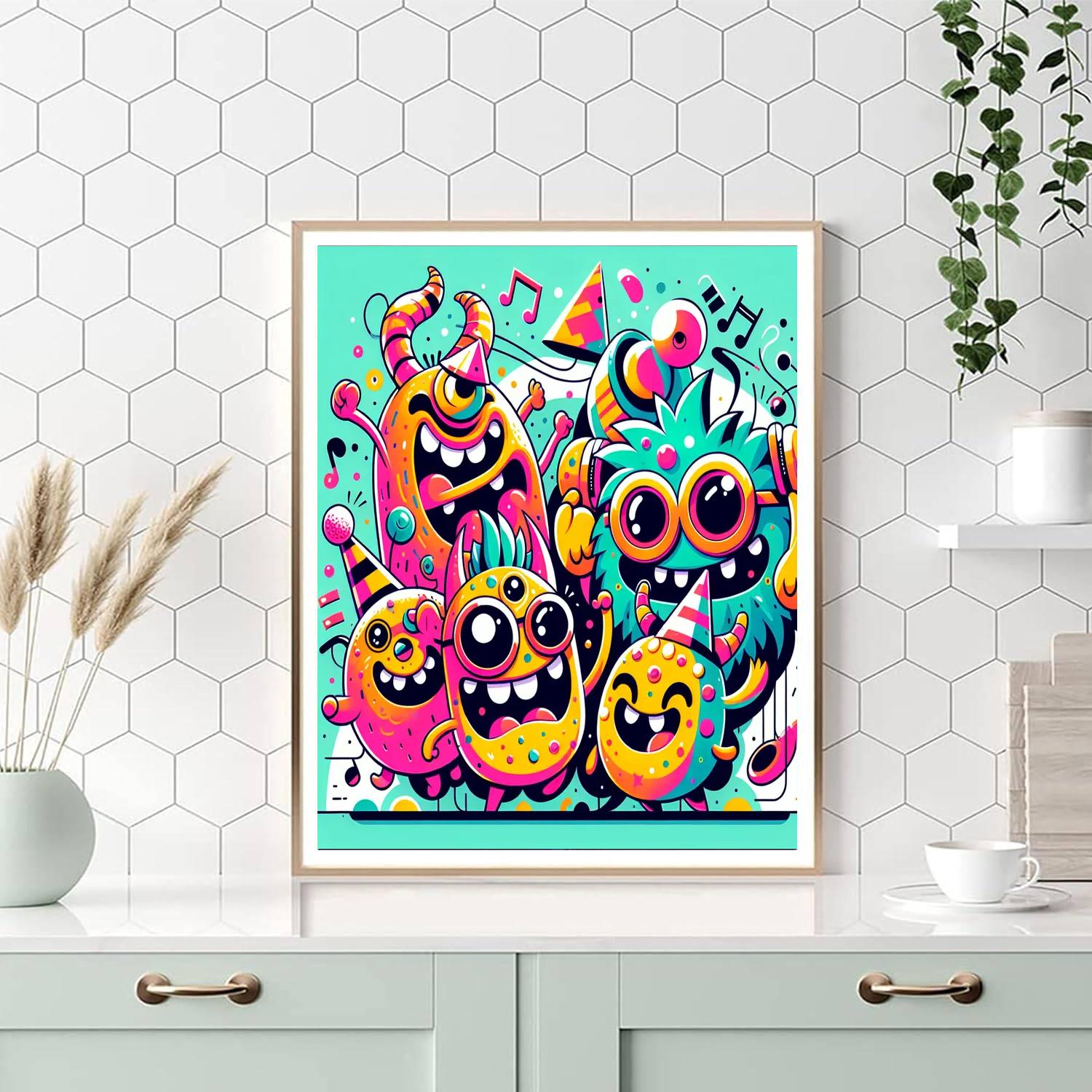 Funky Monster Dance Party Paint By Numbers Art