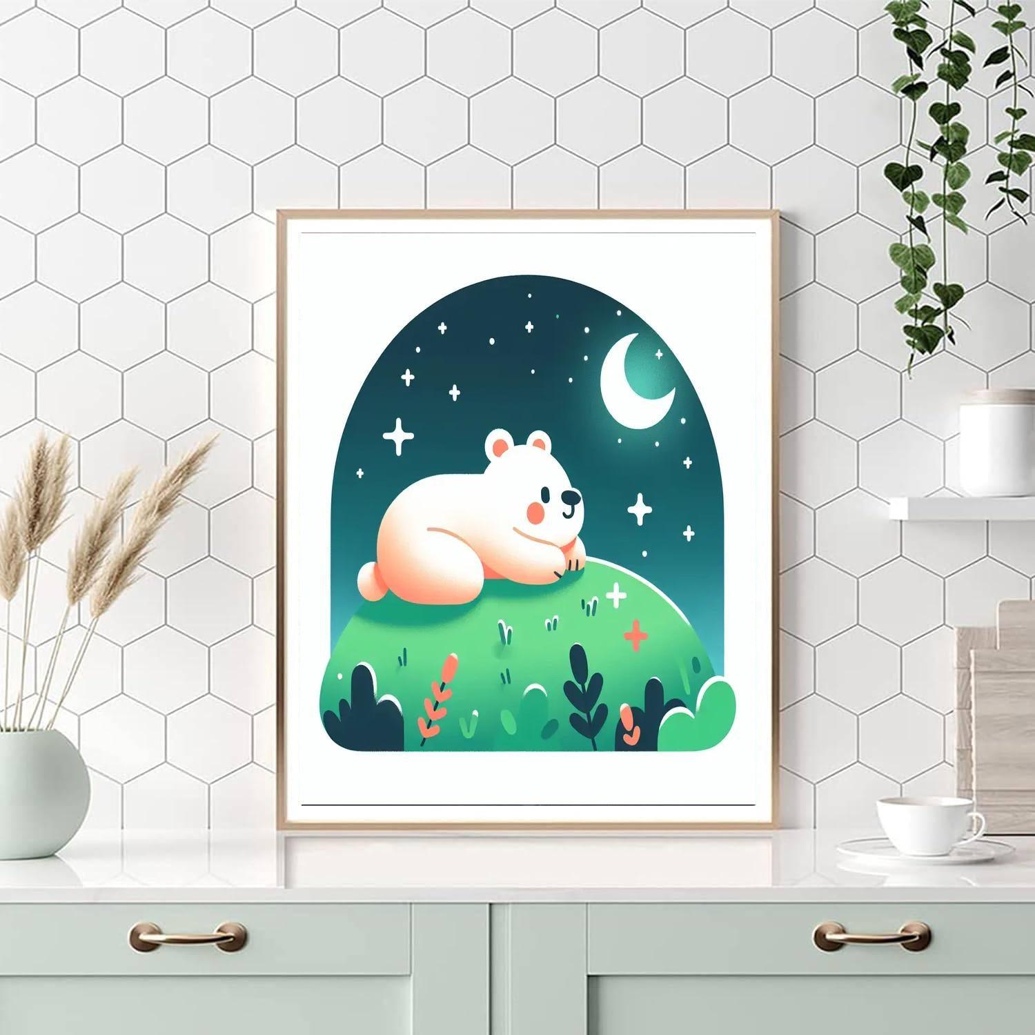 Stargazing Bear Night Paint By Numbers Art