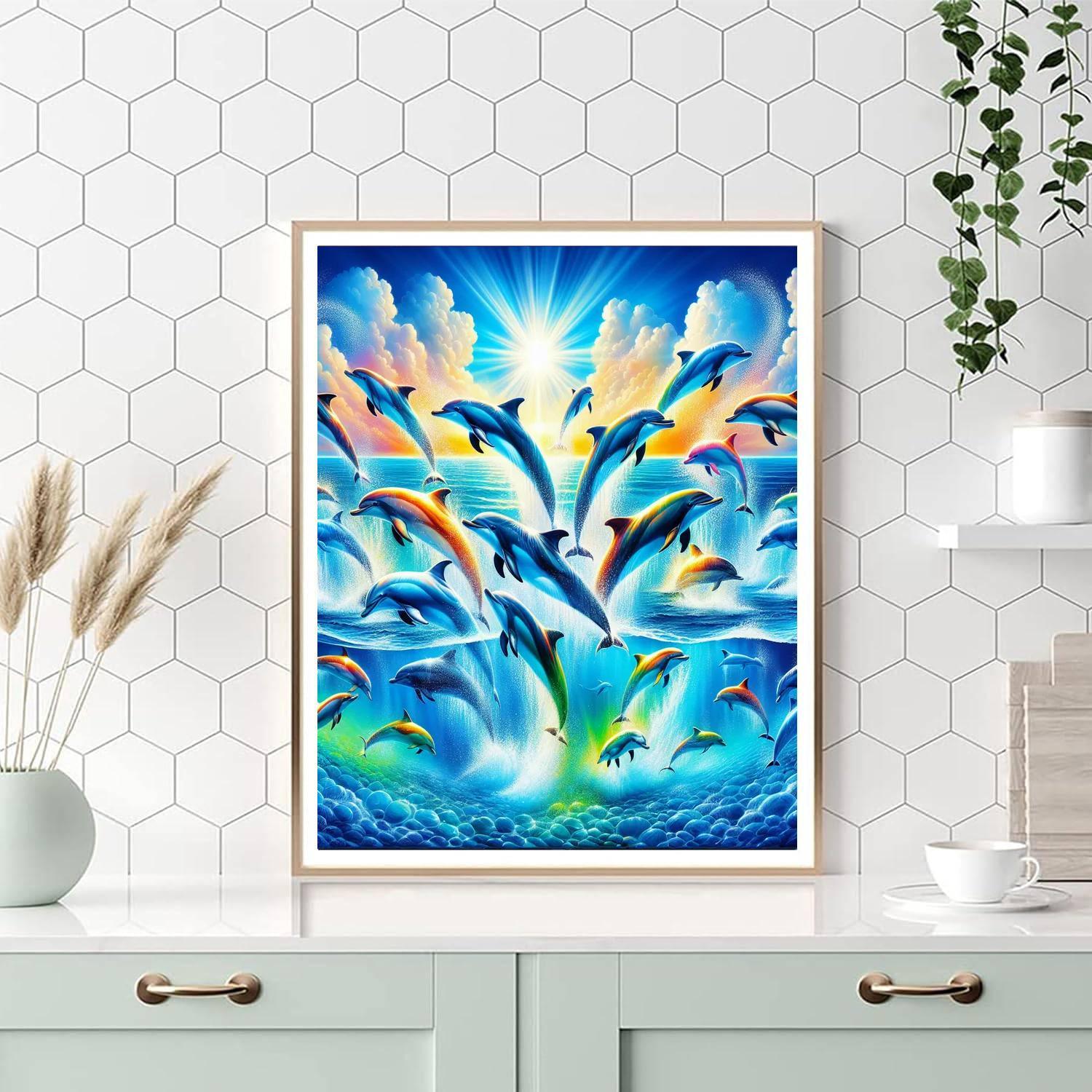 Dancing Dolphins In Paradise Painting By Numbers Kit