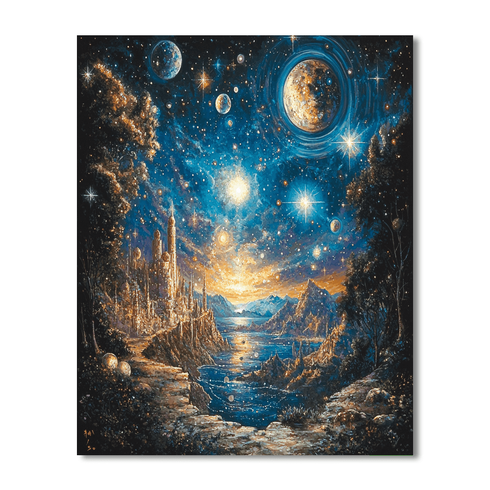 M.C. Escher Inspired Galactic Illusions  DIY Paint By Numbers