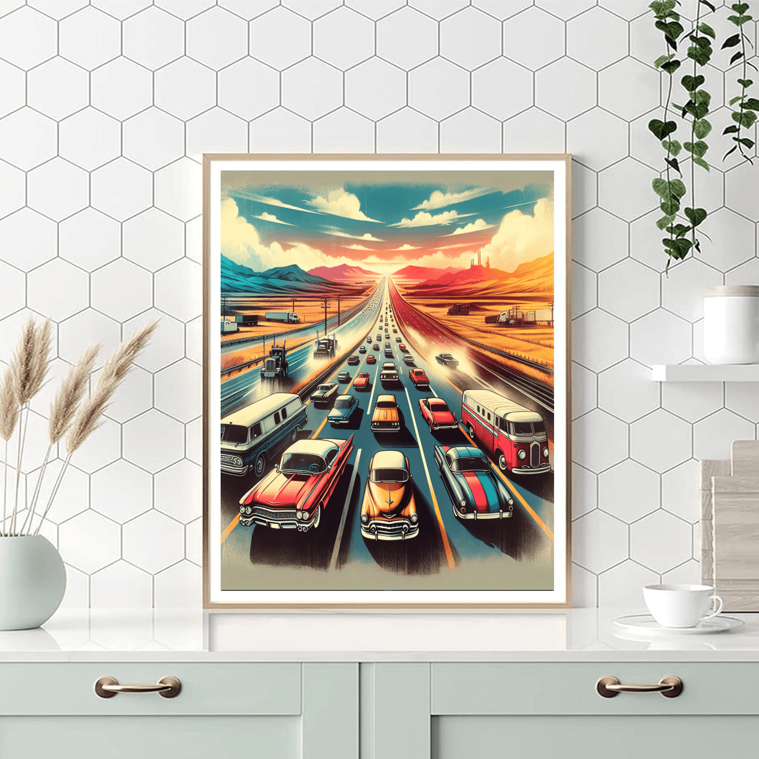 Retro Vintage Road Trip Number Painting