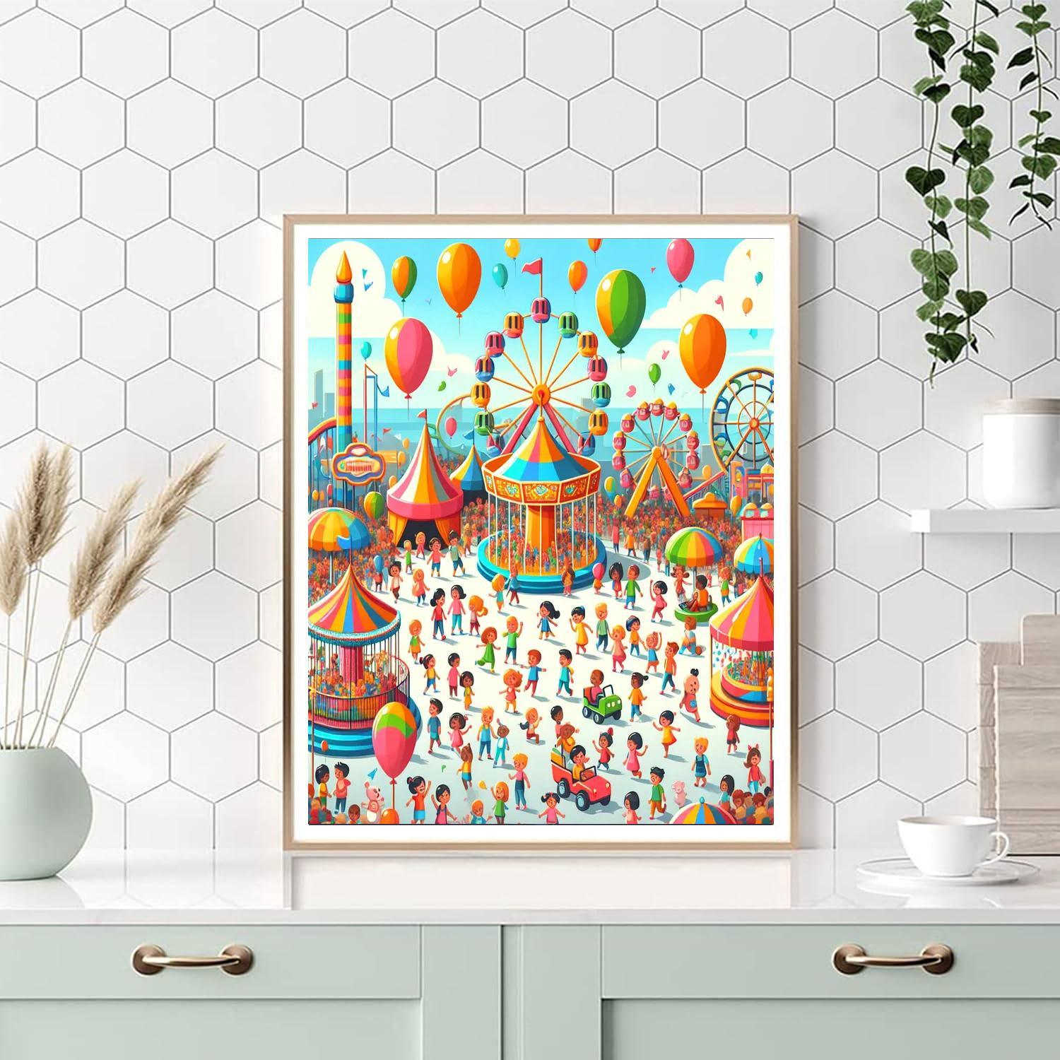 Fun Times At The Amusement Park Painting By Numbers Kit
