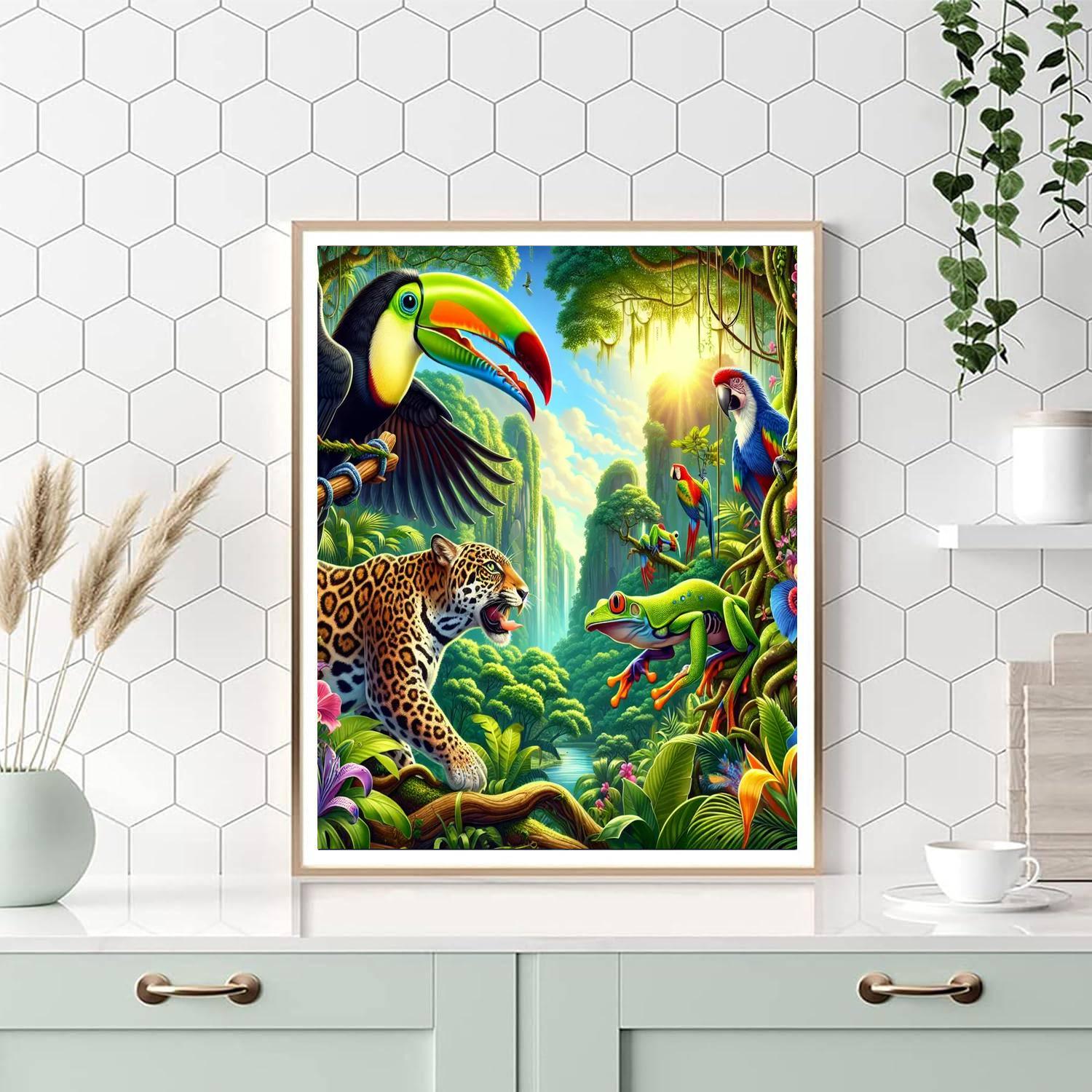 Colorful Jungle Frolic Painting Number Kit