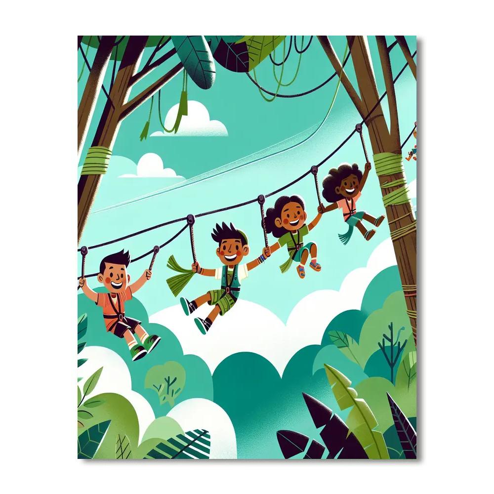 Jungle Canopy Zipline Painting Number Kit