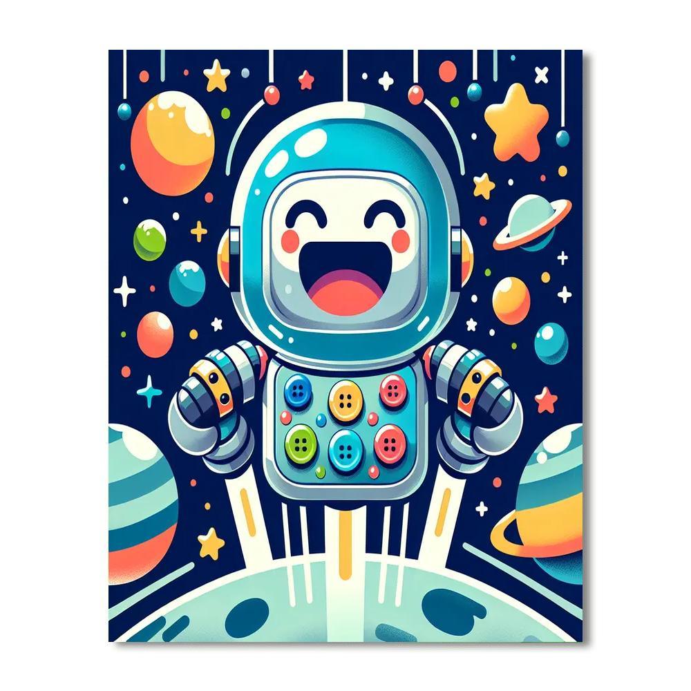 Silly Space Robot DIY Paint By Numbers