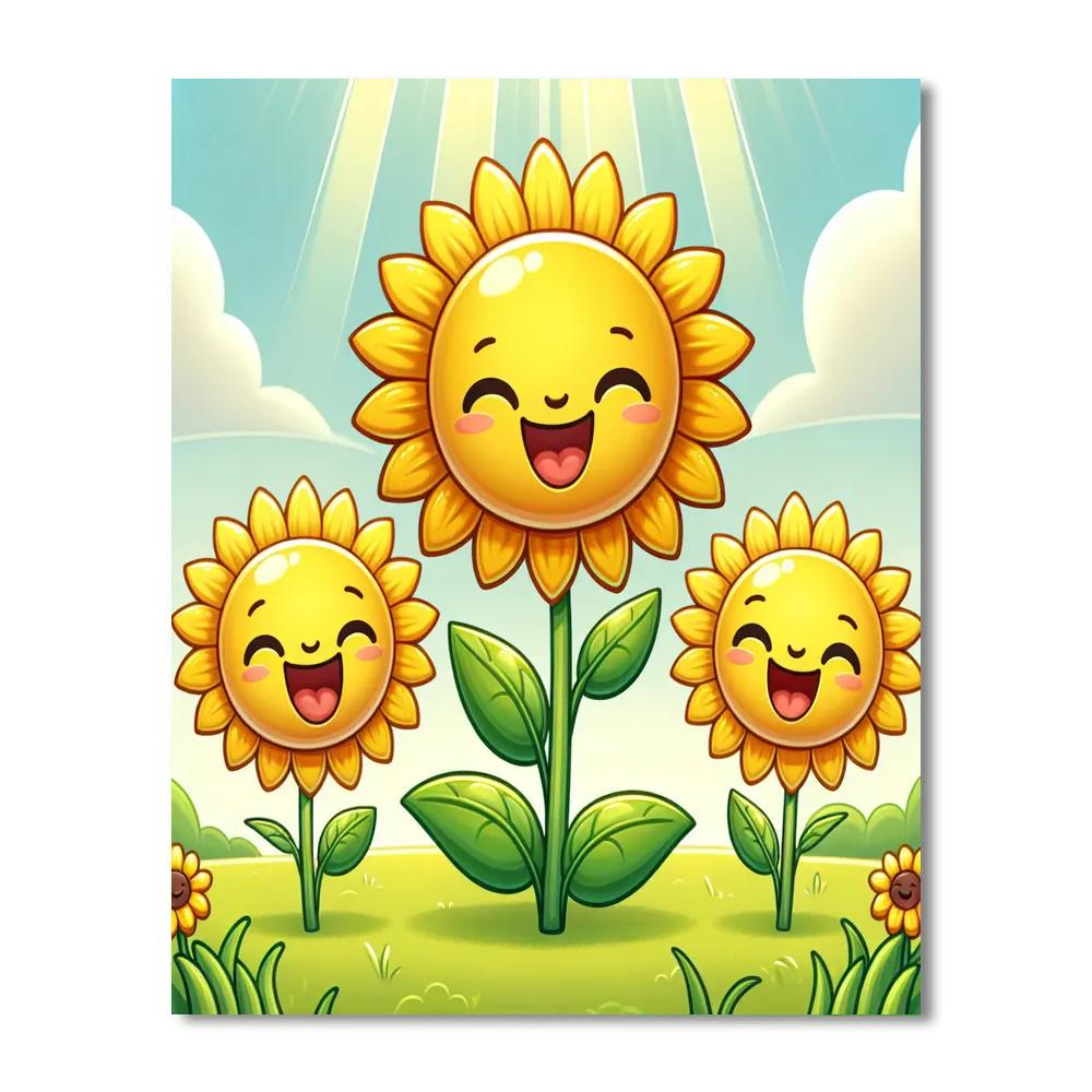 Joyful Sunflower Family Painting By Numbers Kit
