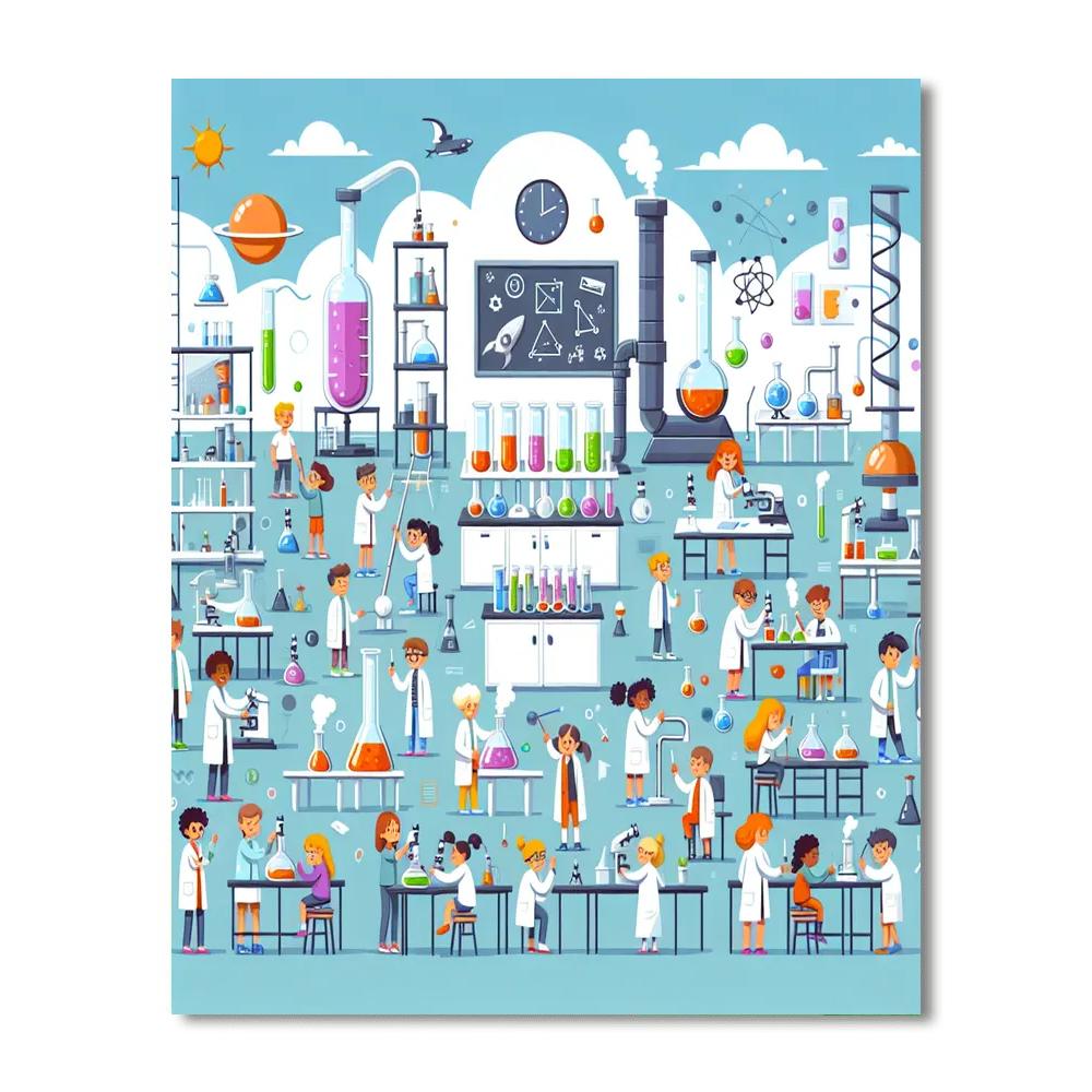 Fun Science Lab Discovery Painting Number Kit