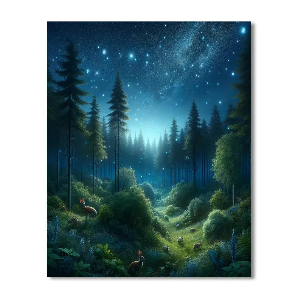 Mystical Nighttime Forest Paint By Number
