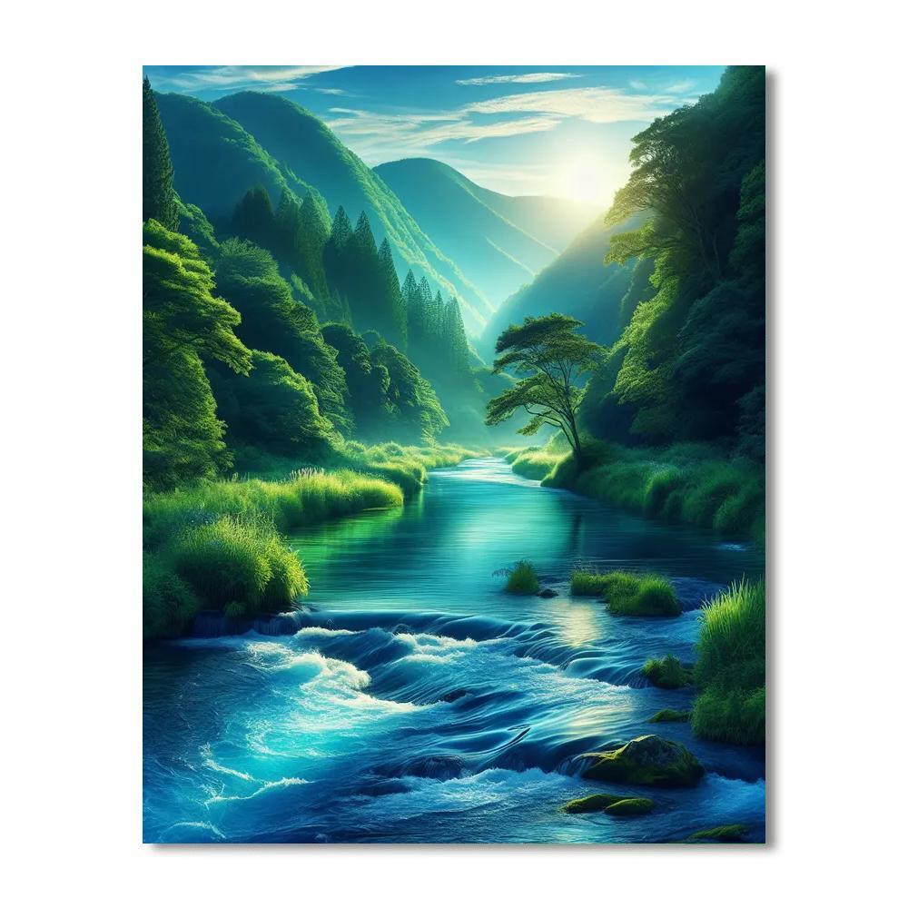 Sapphire River Flow Paint By Numbers