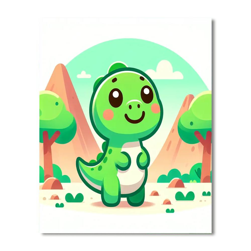 Charming Little Dinosaur Paint By Numbers Art