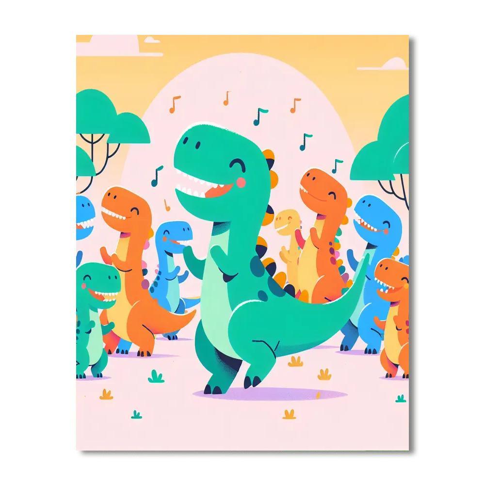 Friendly Dinosaur Dance Party Paint By Numbers Kits