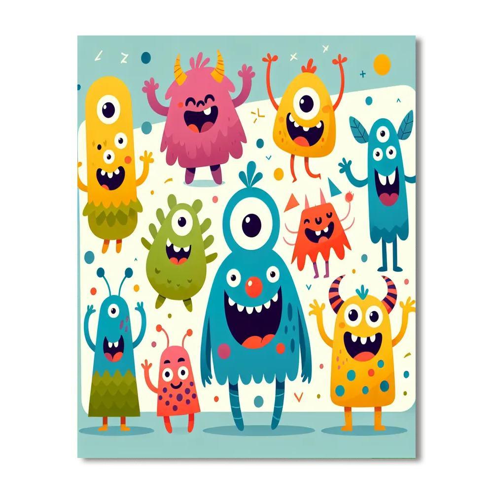 Doodle Monster Crew Paint By Numbers Art