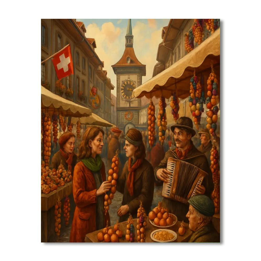 Zibelemärit Onion Market - Switzerland Paint By Numbers Kits