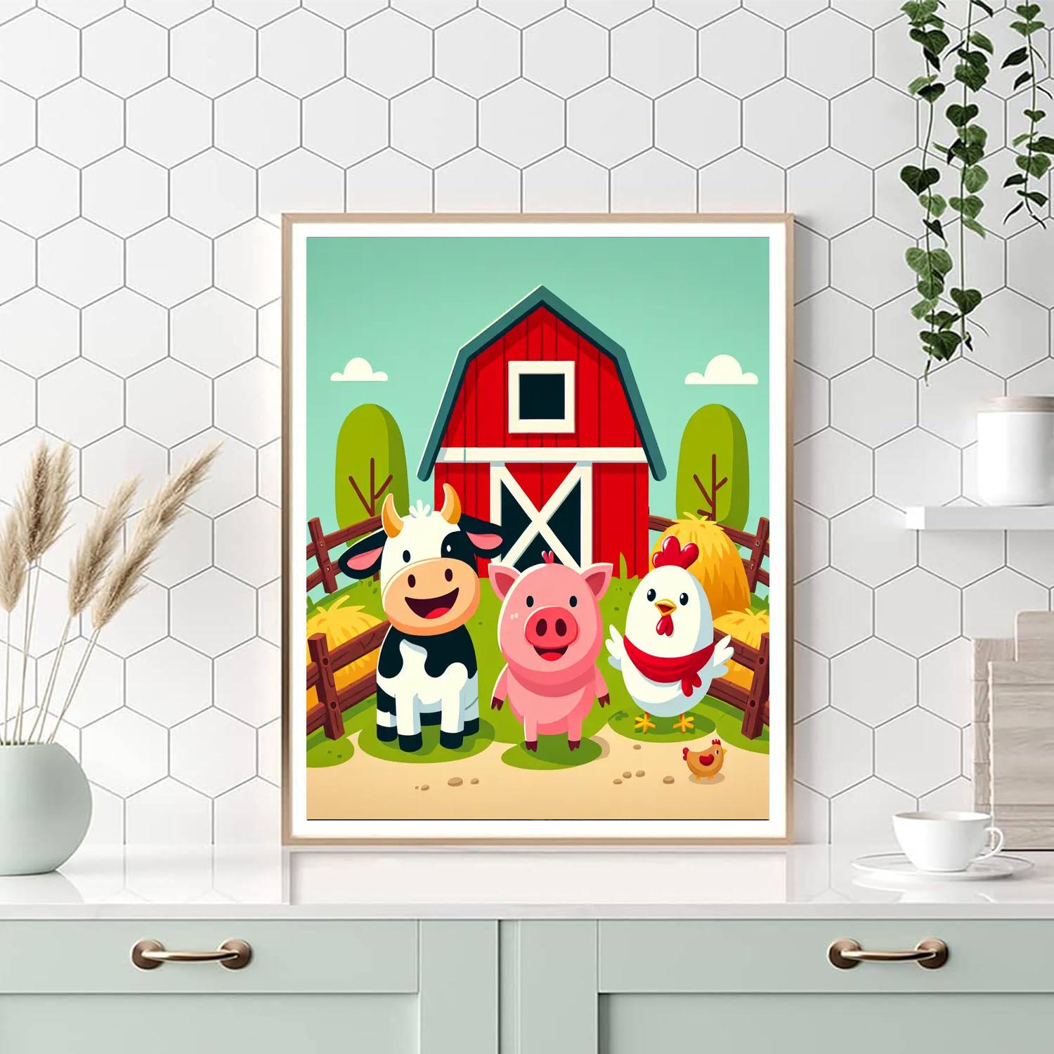 Cheery Farmyard Animals Day Paint By Numbers Kits