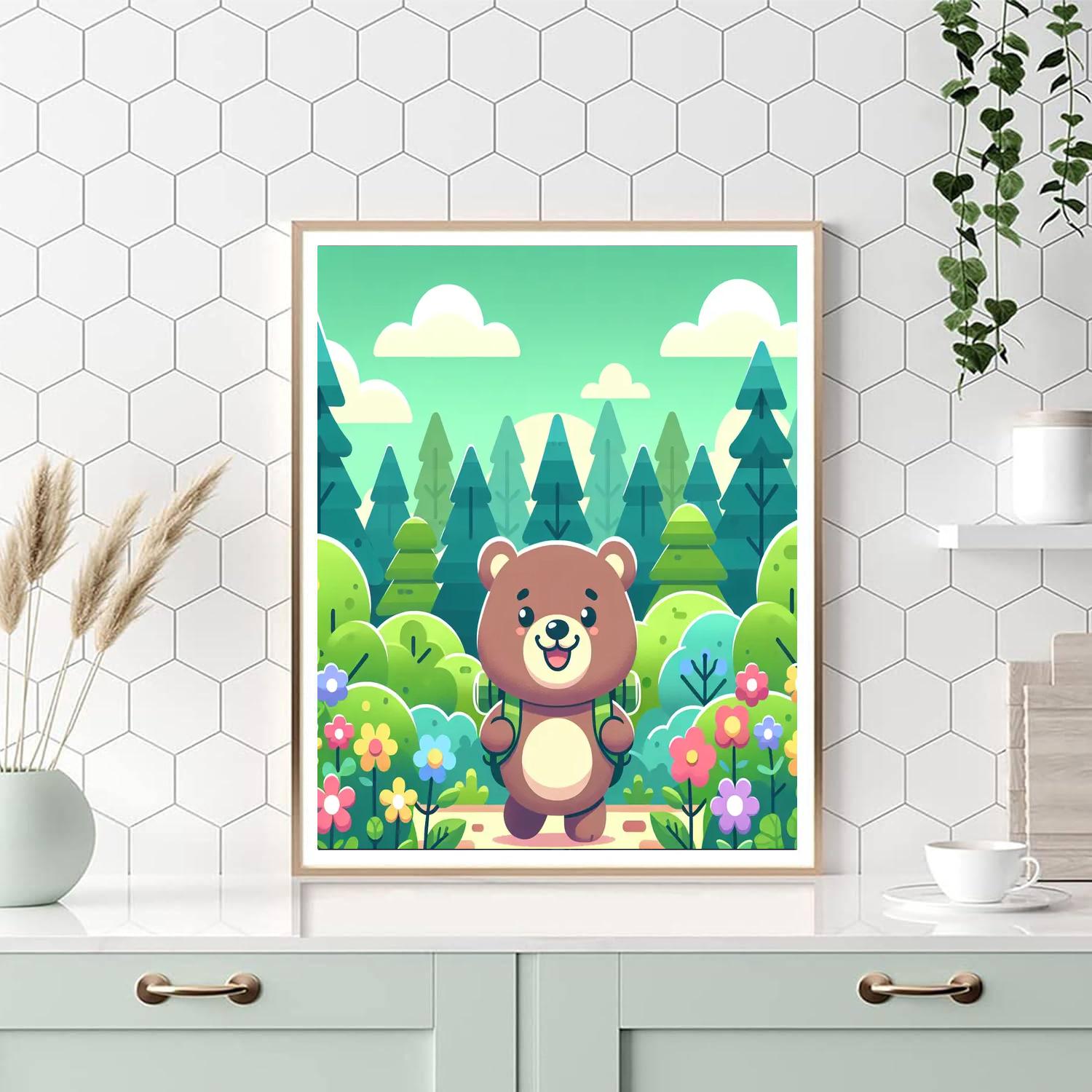 Cheerful Bear Expedition Number Painting