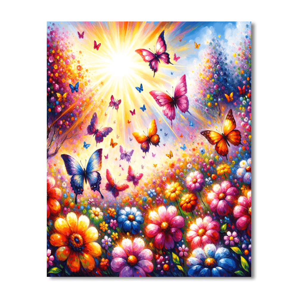 Sunlit Butterfly Garden Paint By Number