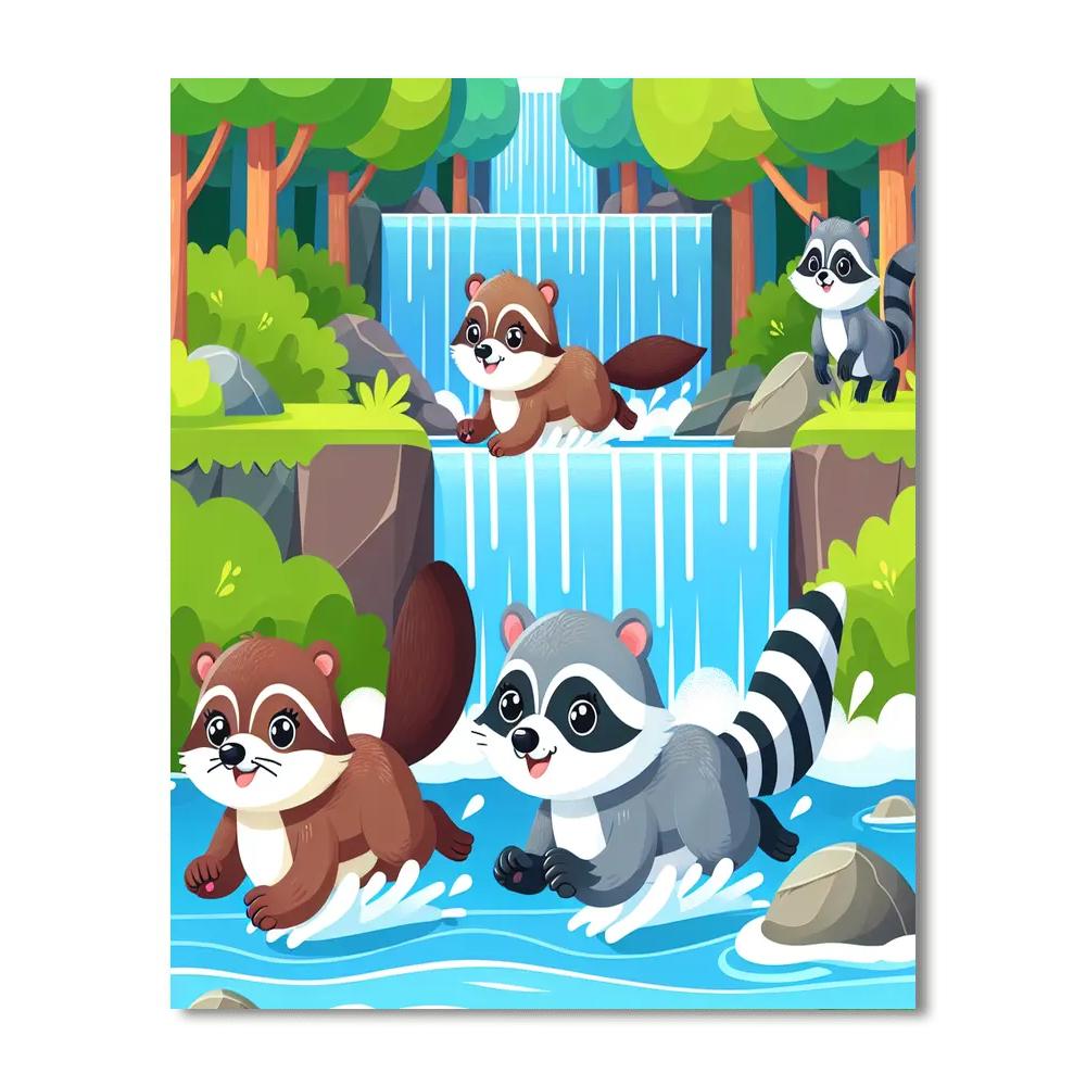 Wild Waterfall Race Paint By Numbers Art