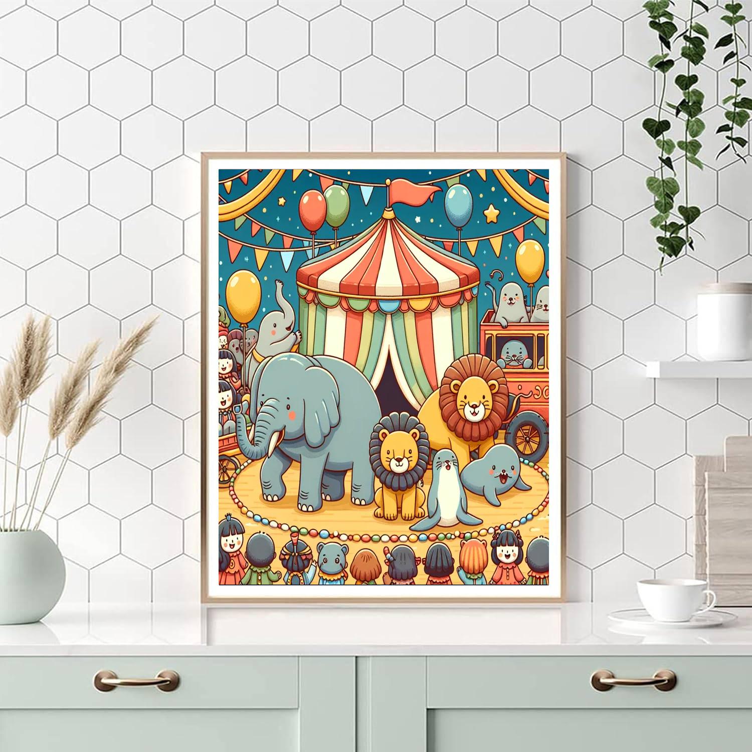 Circus Animals On Parade Painting Number Kit