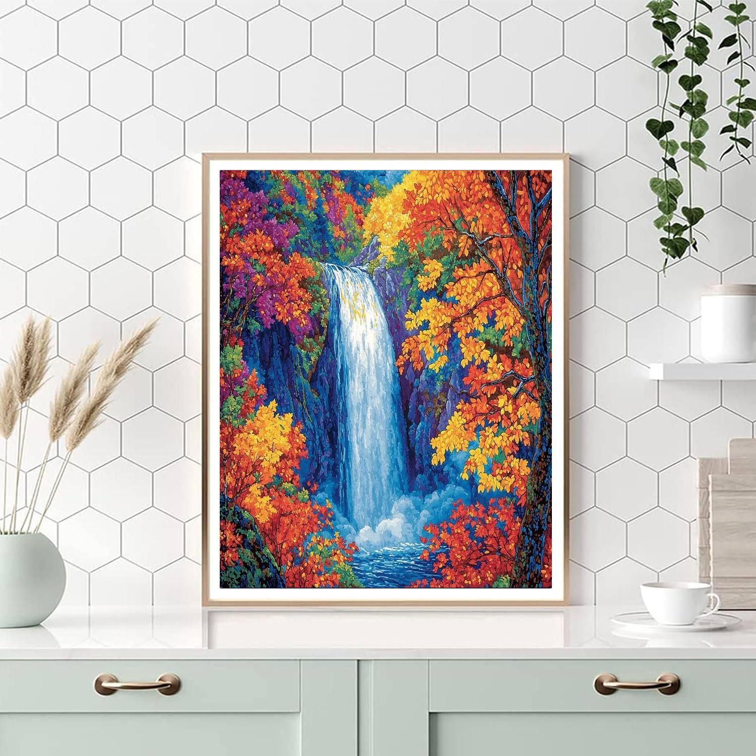 Katsushika Hokusai Inspired Hokusai's Autumn Cascade  Numbered Painting Kits