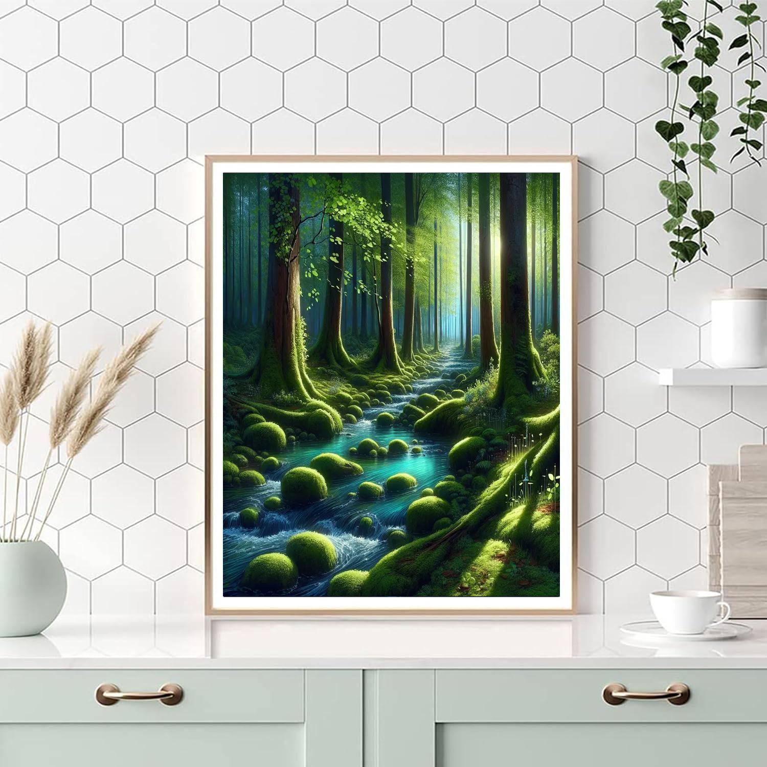 Gentle Stream In The Forest Painting Number Kit