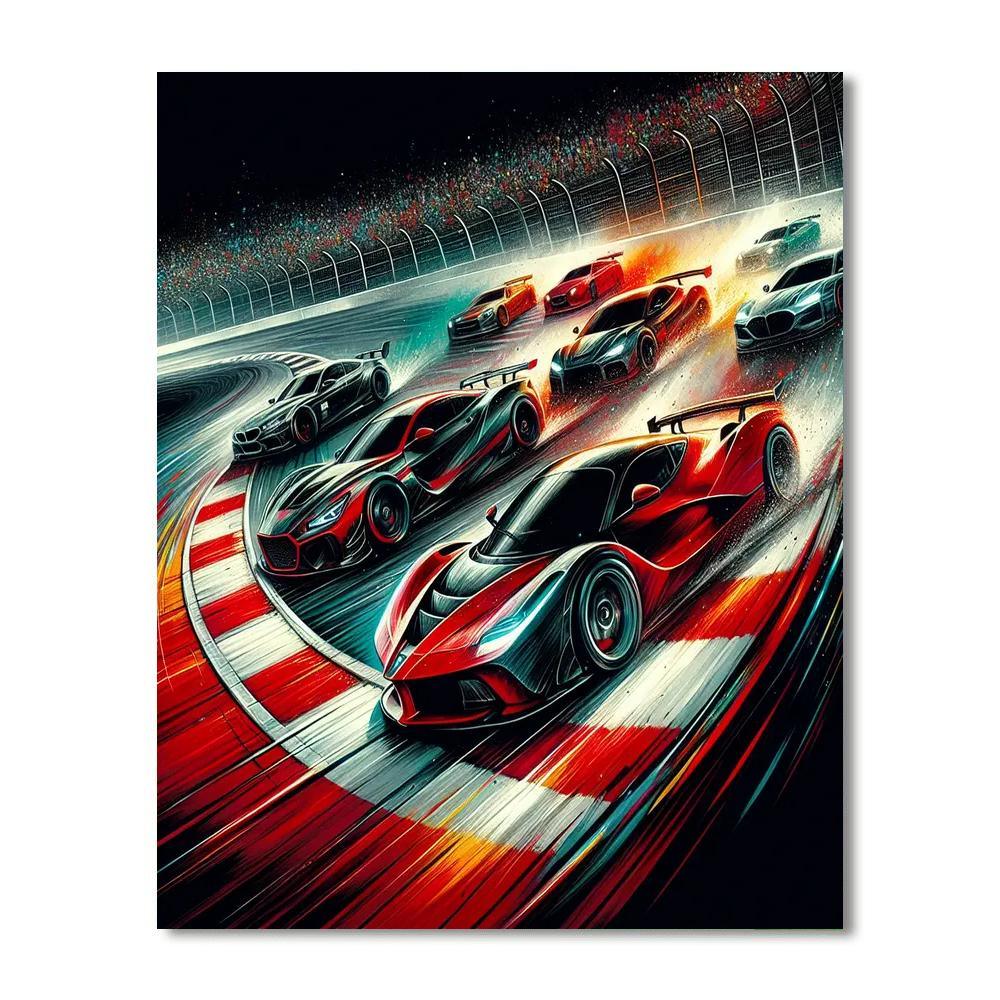 High-speed Race Thrill Number Painting