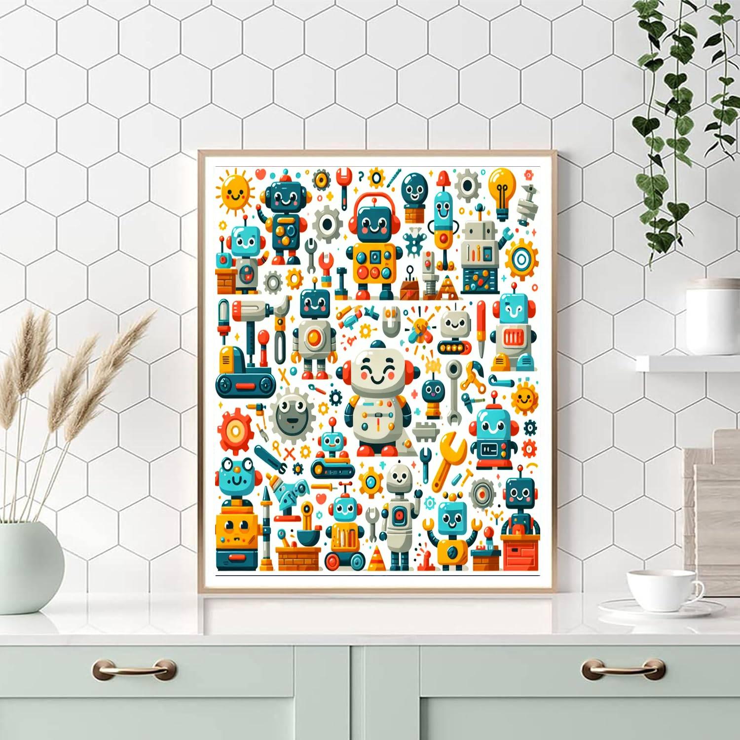 Adventure At The Robot Factory Paint By Numbers