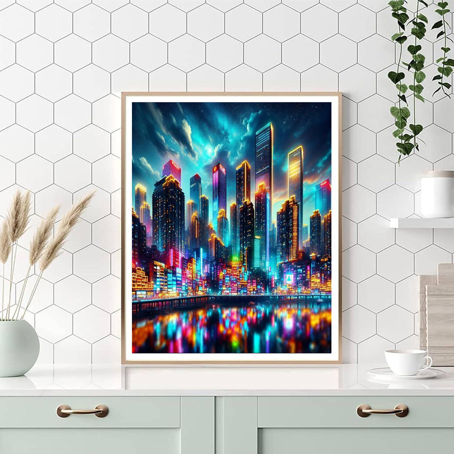 Glistening Cityscape Painting Number Kit