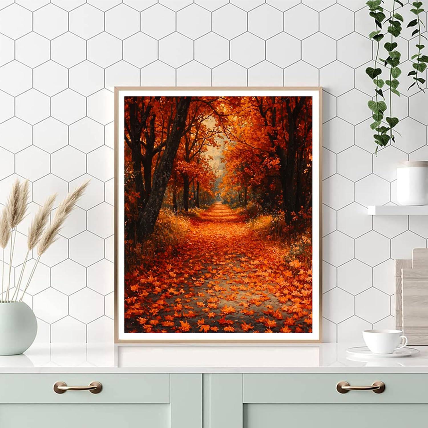 Thomas Cole Inspired Mystical Autumn Pathway  Number Painting