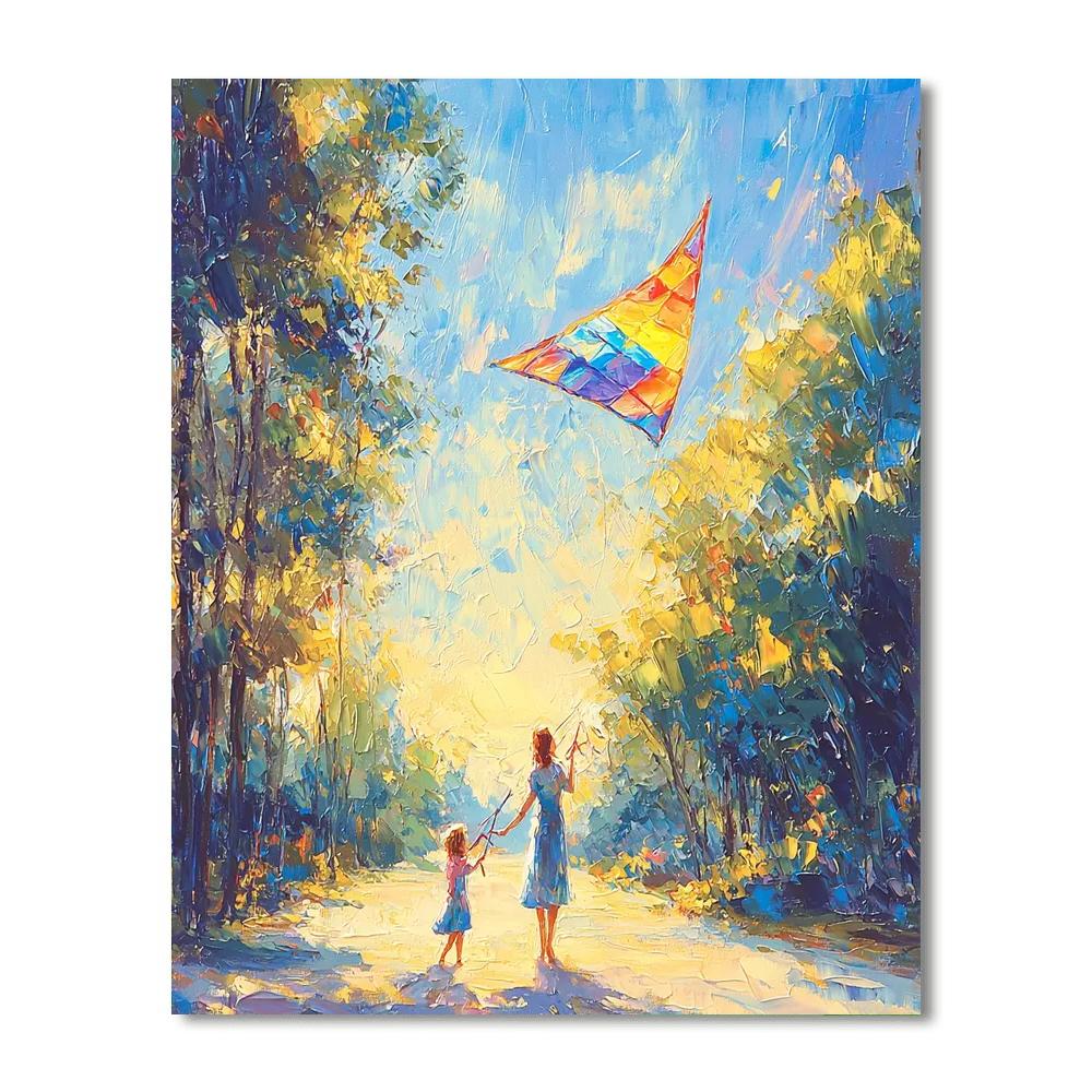 Kite Flying With Mother DIY Paint By Numbers