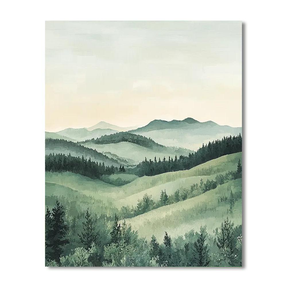 Georges Seurat Inspired Misty Hills  Paint By Numbers Art