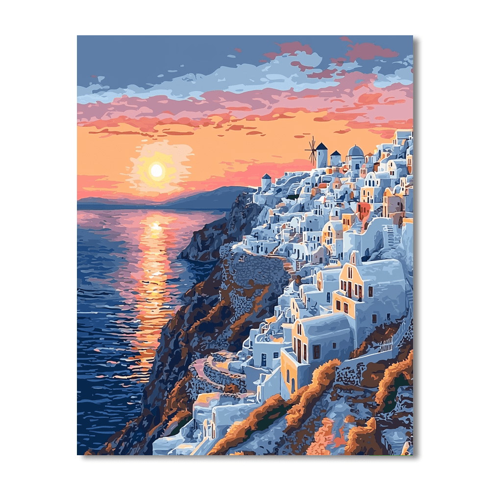 Santorini Cliffs Number Painting